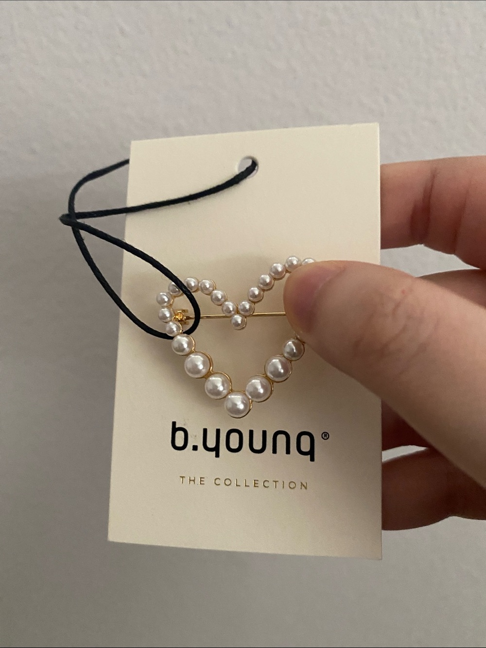 b.young Gold Heart Brooch with Pearl Accents